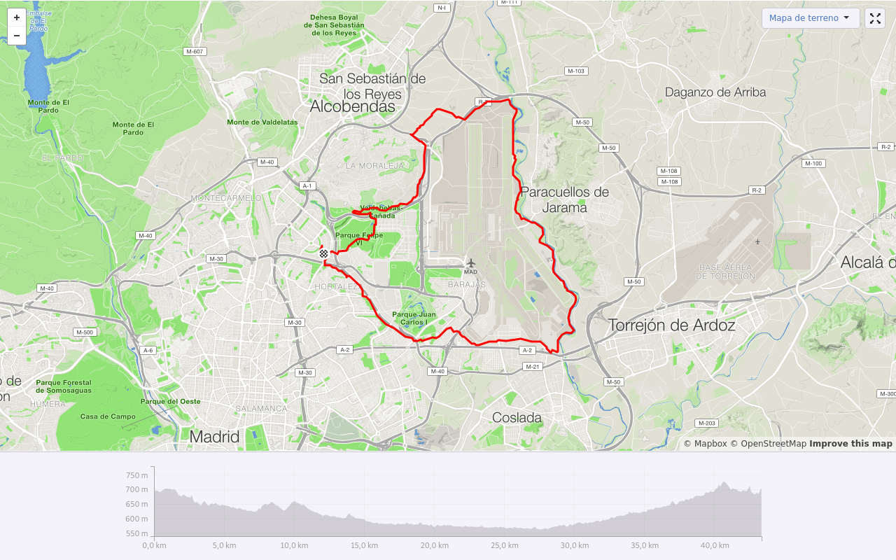 Recorrido en bici alrededor del aeropuerto de Barajas